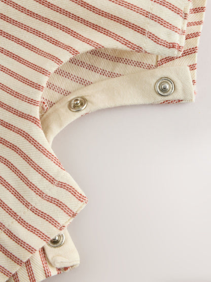 Brown Stripe Woven Dungarees and Bodysuit Set (0mths-2yrs) image 6
