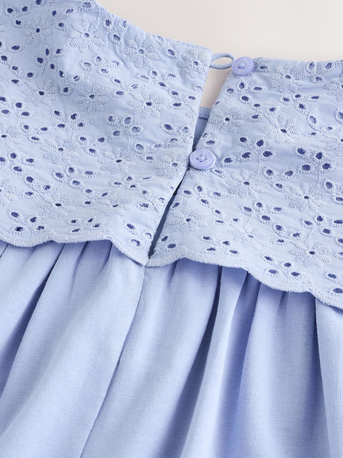 Laura Ashley Blue Broderie Anglaise Frill Top and Shorts Set image 11