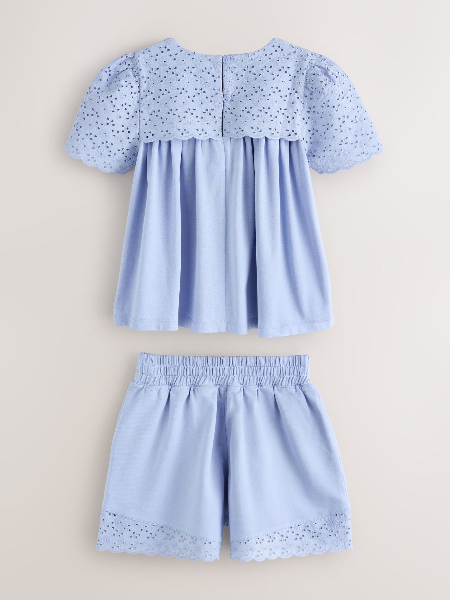 Laura Ashley Blue Broderie Anglaise Frill Top and Shorts Set image 9
