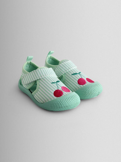 JoJo Maman Bébé Green Cherry Stripe Swim Sandals image 1