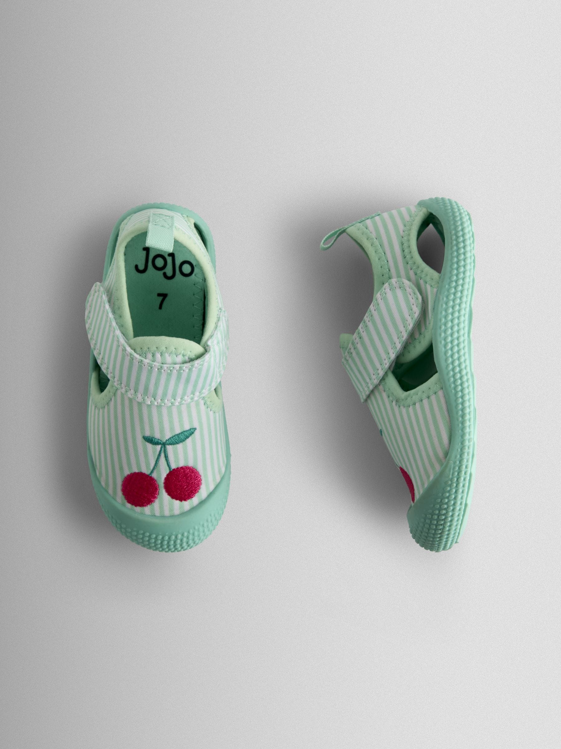 JoJo Maman Bébé Green Cherry Stripe Swim Sandals image 3