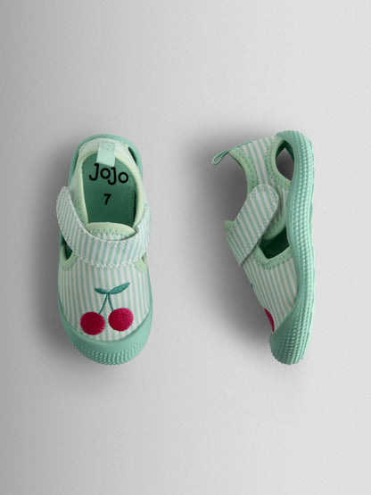 JoJo Maman Bébé Green Cherry Stripe Swim Sandals image 3