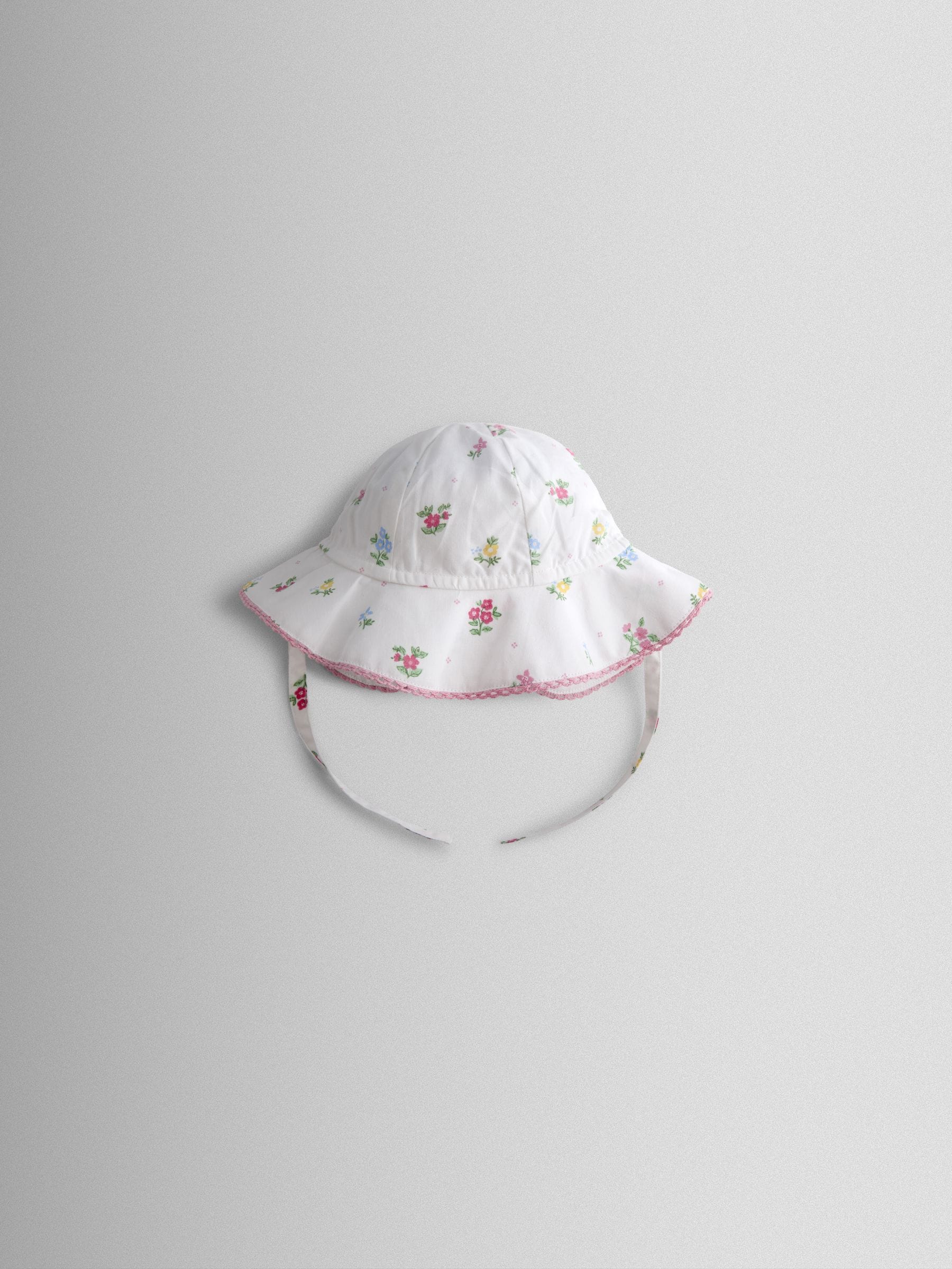 JoJo Maman Bébé White Floral Sun Hat image 2