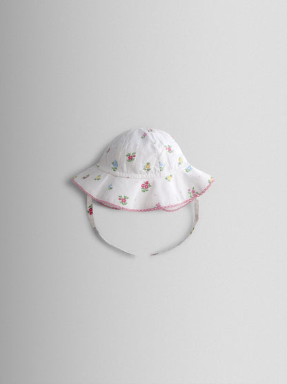 JoJo Maman Bébé White Floral Sun Hat image 2