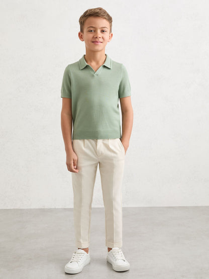 Dsiney Kidz - Reiss Light Sage Green Duchie 3-9 yrs Wool Open-Collar Polo Shirt image 1