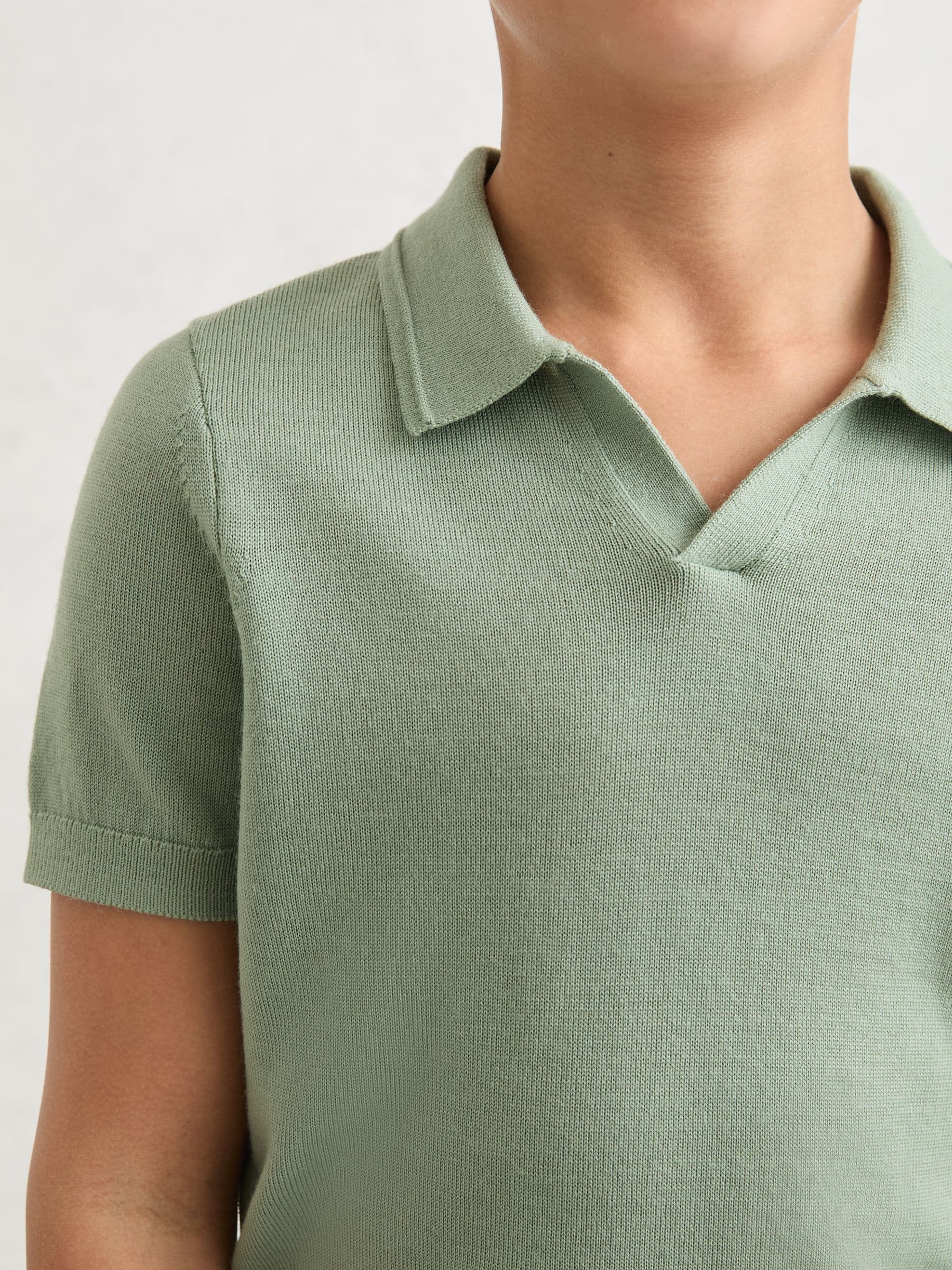 Dsiney Kidz - Reiss Light Sage Green Duchie 3-9 yrs Wool Open-Collar Polo Shirt image 3