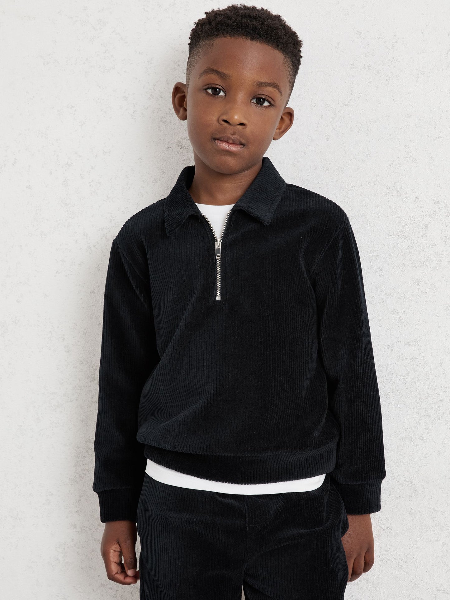 Dsiney Kidz - Reiss Navy Blue Bert 3-9 yrs Corduroy Half-Zip Polo Shirt image 1