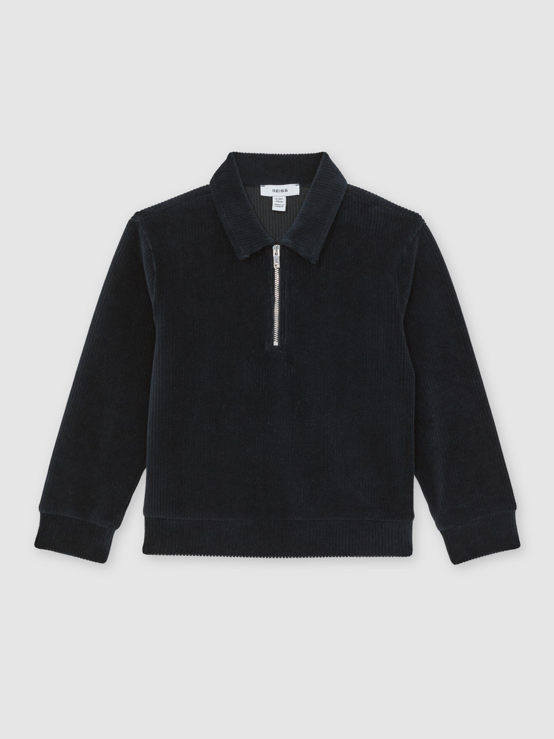Dsiney Kidz - Reiss Navy Blue Bert 3-9 yrs Corduroy Half-Zip Polo Shirt image 2