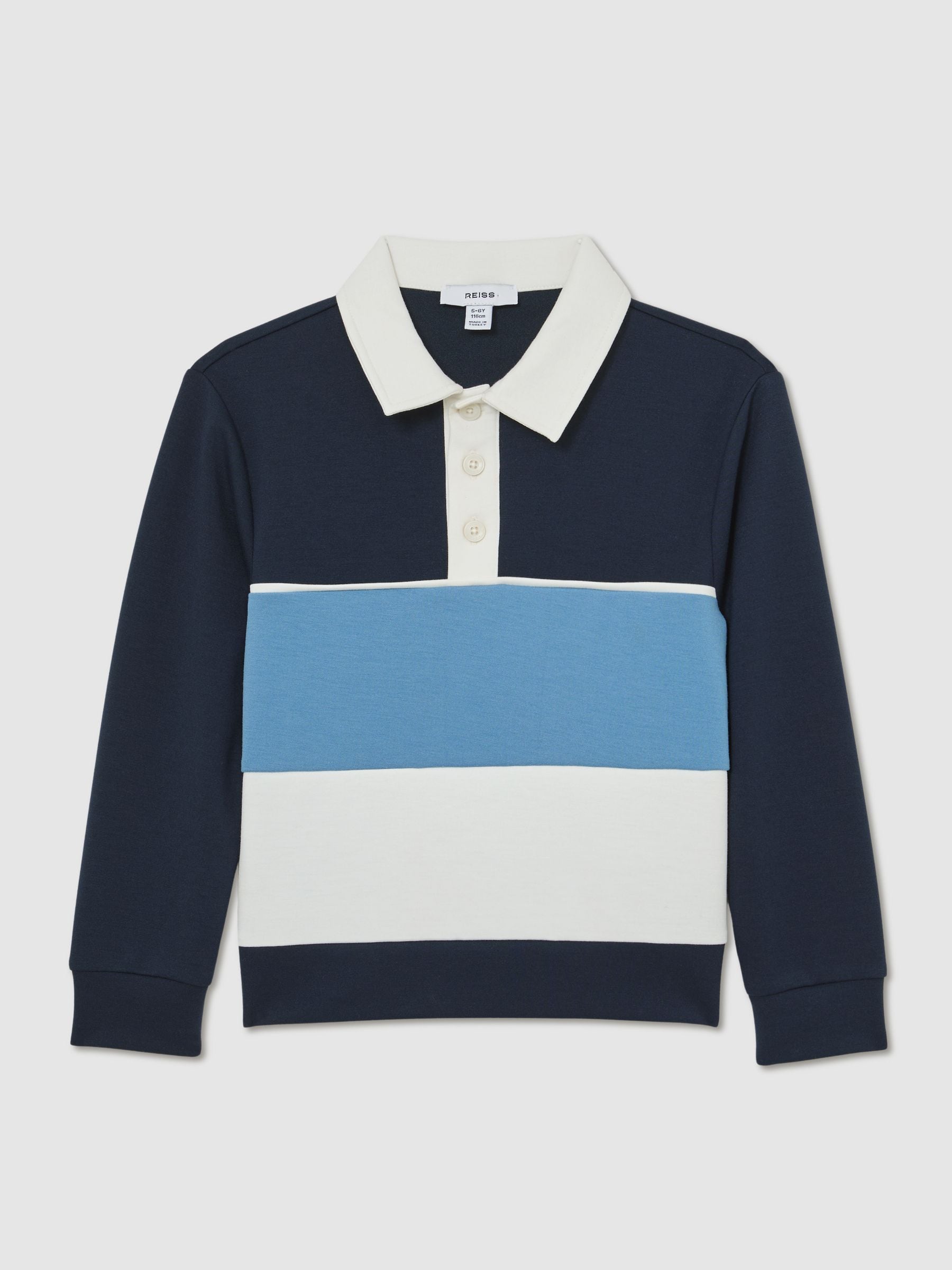 Dsiney Kidz - Reiss Navy Caspian 3-9 yrs Colour-Block Long-Sleeve Polo Shirt image 2