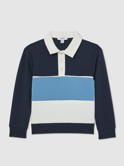 Dsiney Kidz - Reiss Navy Caspian 3-9 yrs Colour-Block Long-Sleeve Polo Shirt image 2