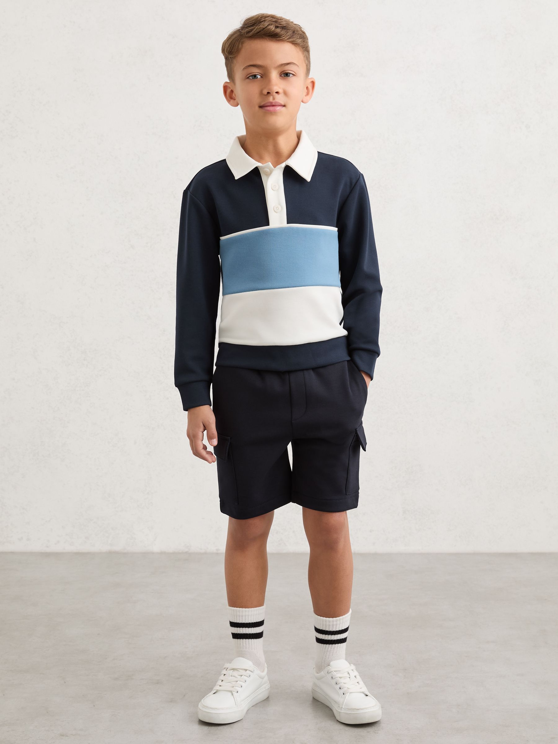 Dsiney Kidz - Reiss Navy Caspian 3-9 yrs Colour-Block Long-Sleeve Polo Shirt image 3