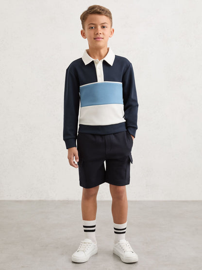 Dsiney Kidz - Reiss Navy Caspian 3-9 yrs Colour-Block Long-Sleeve Polo Shirt image 3