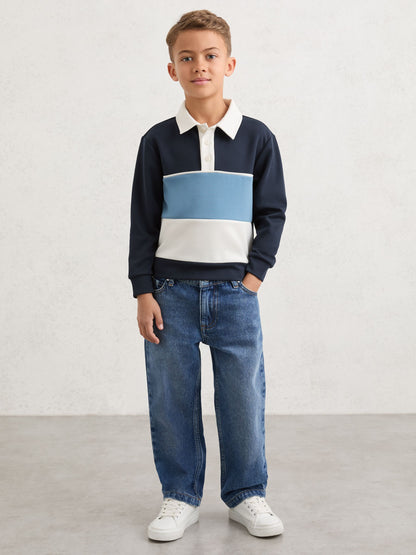 Dsiney Kidz - Reiss Navy Caspian 3-9 yrs Colour-Block Long-Sleeve Polo Shirt image 5
