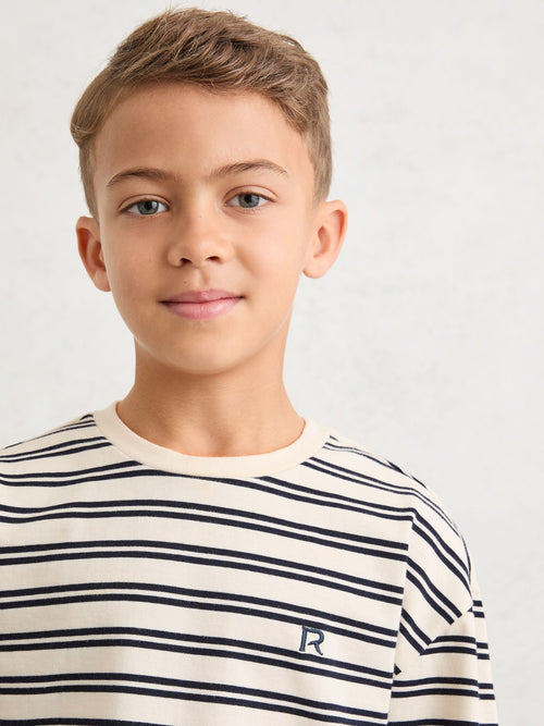 Reiss Navy/White Marley 9-13 yrs Cotton Stripe Long-Sleeve T-Shirt image 1