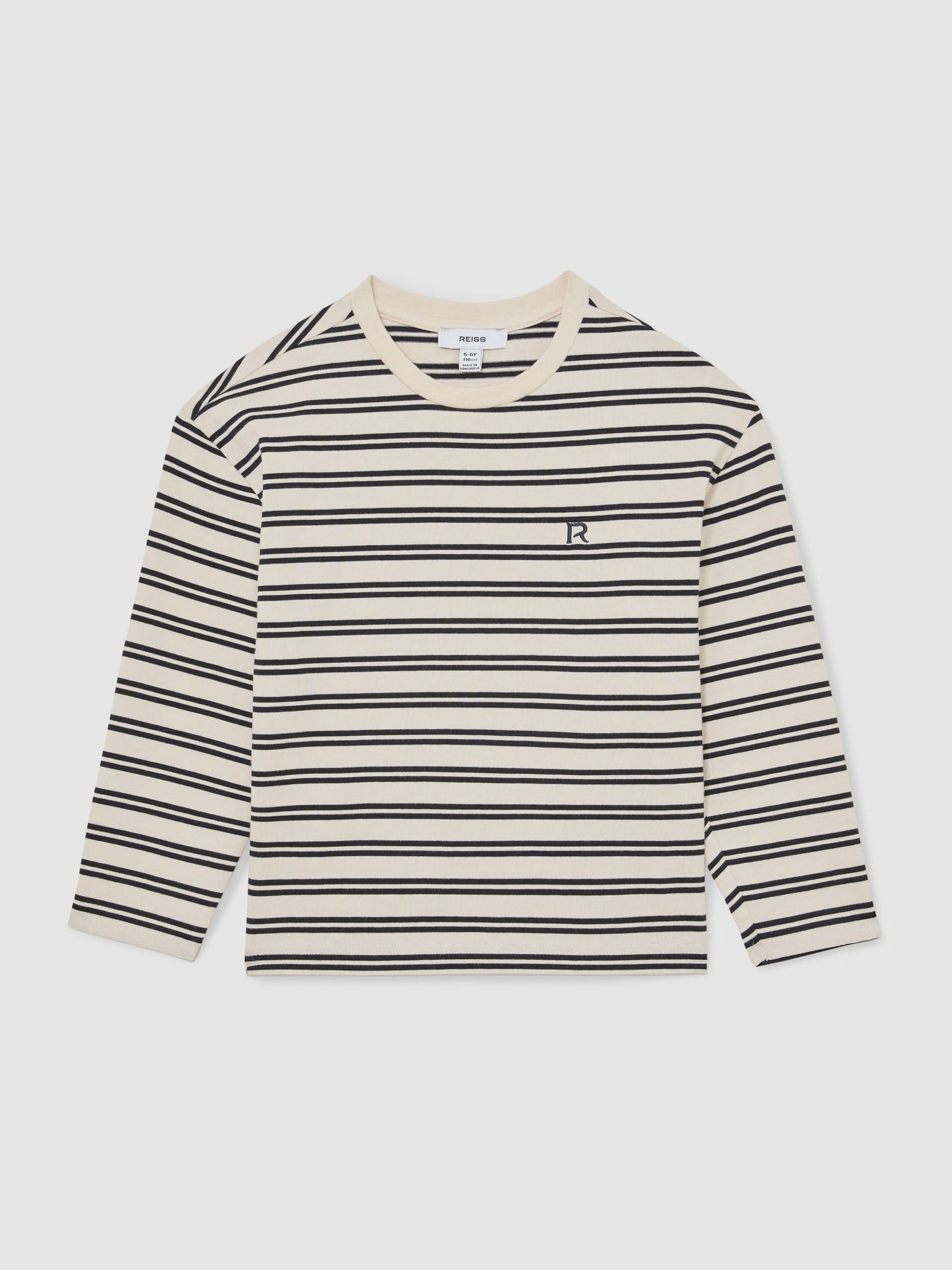 Reiss Navy/White Marley 9-13 yrs Cotton Stripe Long-Sleeve T-Shirt image 2