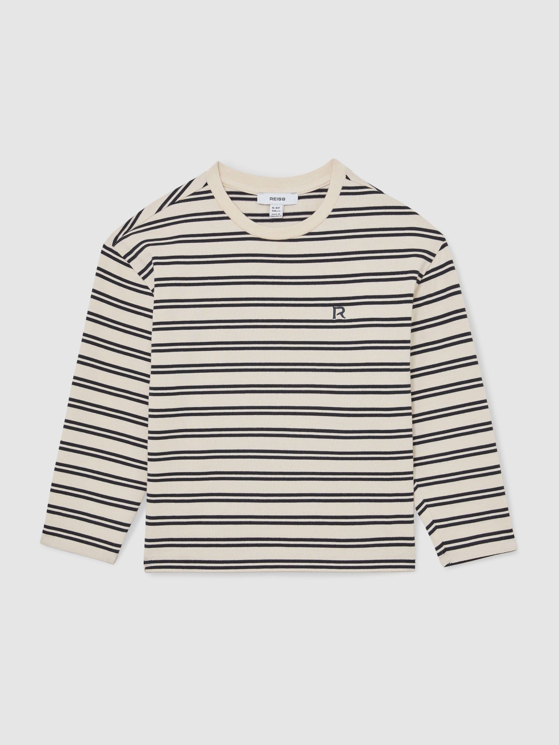 Reiss Navy/White Marley 9-13 yrs Cotton Stripe Long-Sleeve T-Shirt image 2