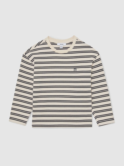Reiss Navy/White Marley 9-13 yrs Cotton Stripe Long-Sleeve T-Shirt image 2