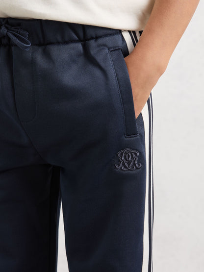 Reiss Navy Blue Foster 9-13 yrs Monogram Side-Stripe Joggers image 4