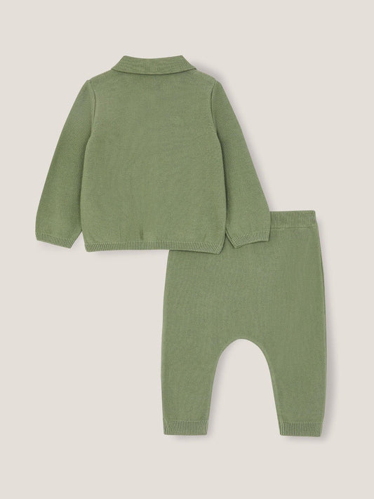 Monsoon Green Newborn Benny Bear Cable Knit Set image 2
