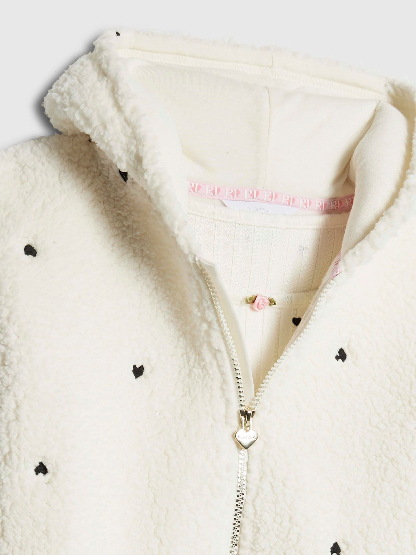 River Island White Girls 3 Piece Heart Print Hoodie Pyjamas Set