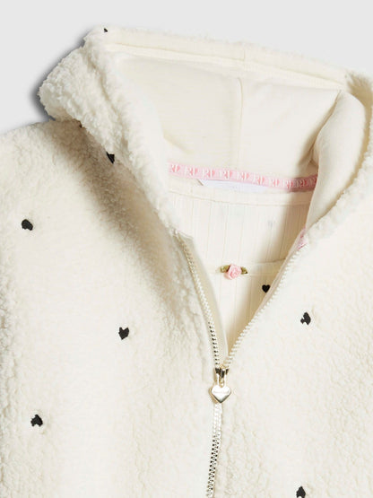 River Island White Girls 3 Piece Heart Print Hoodie Pyjamas Set