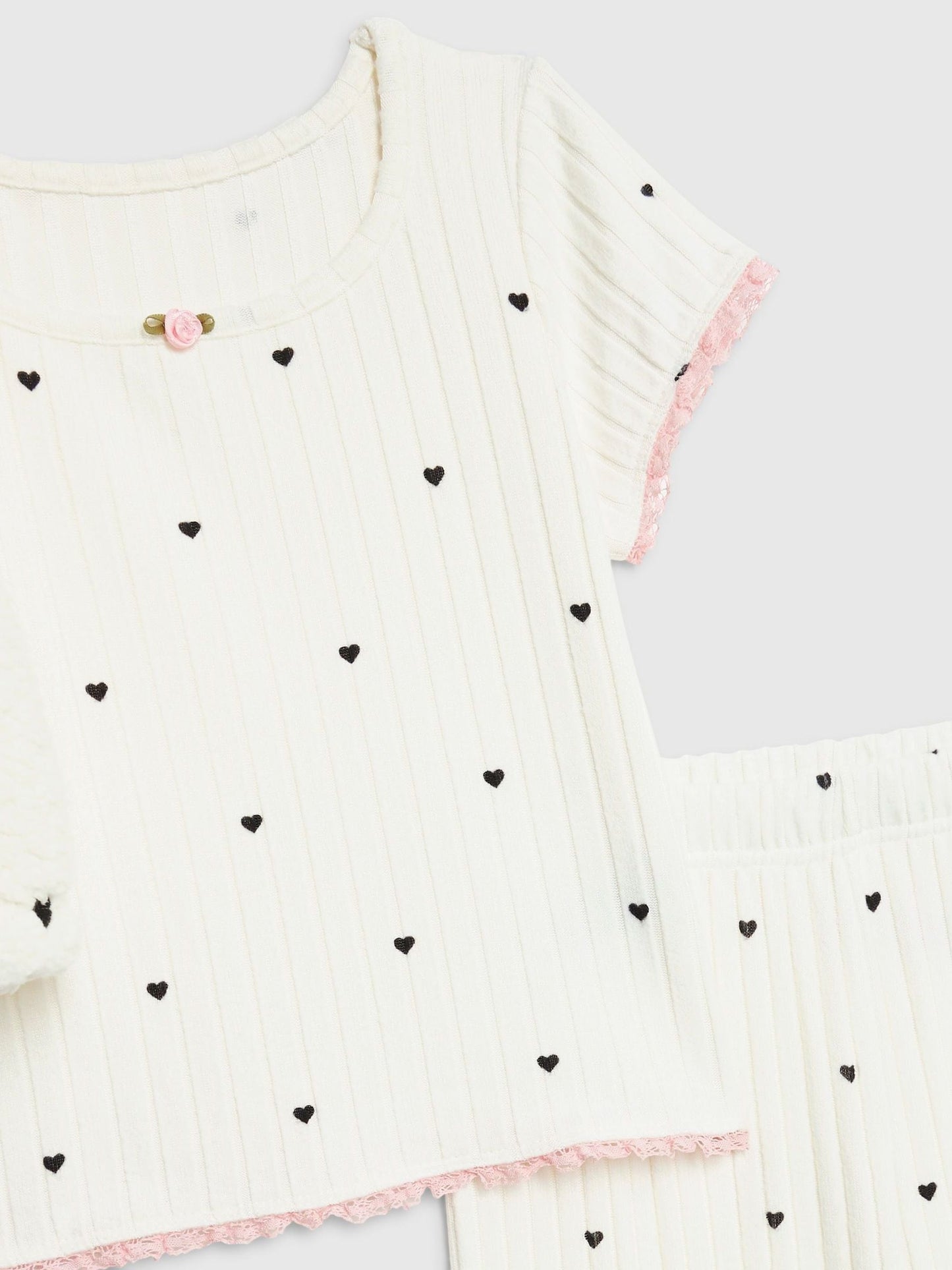 River Island White Girls 3 Piece Heart Print Hoodie Pyjamas Set