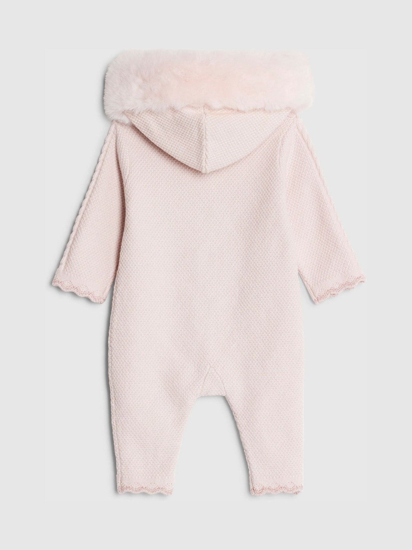 River Island Pink Baby Girls Fur Collar Knitted All-in-One