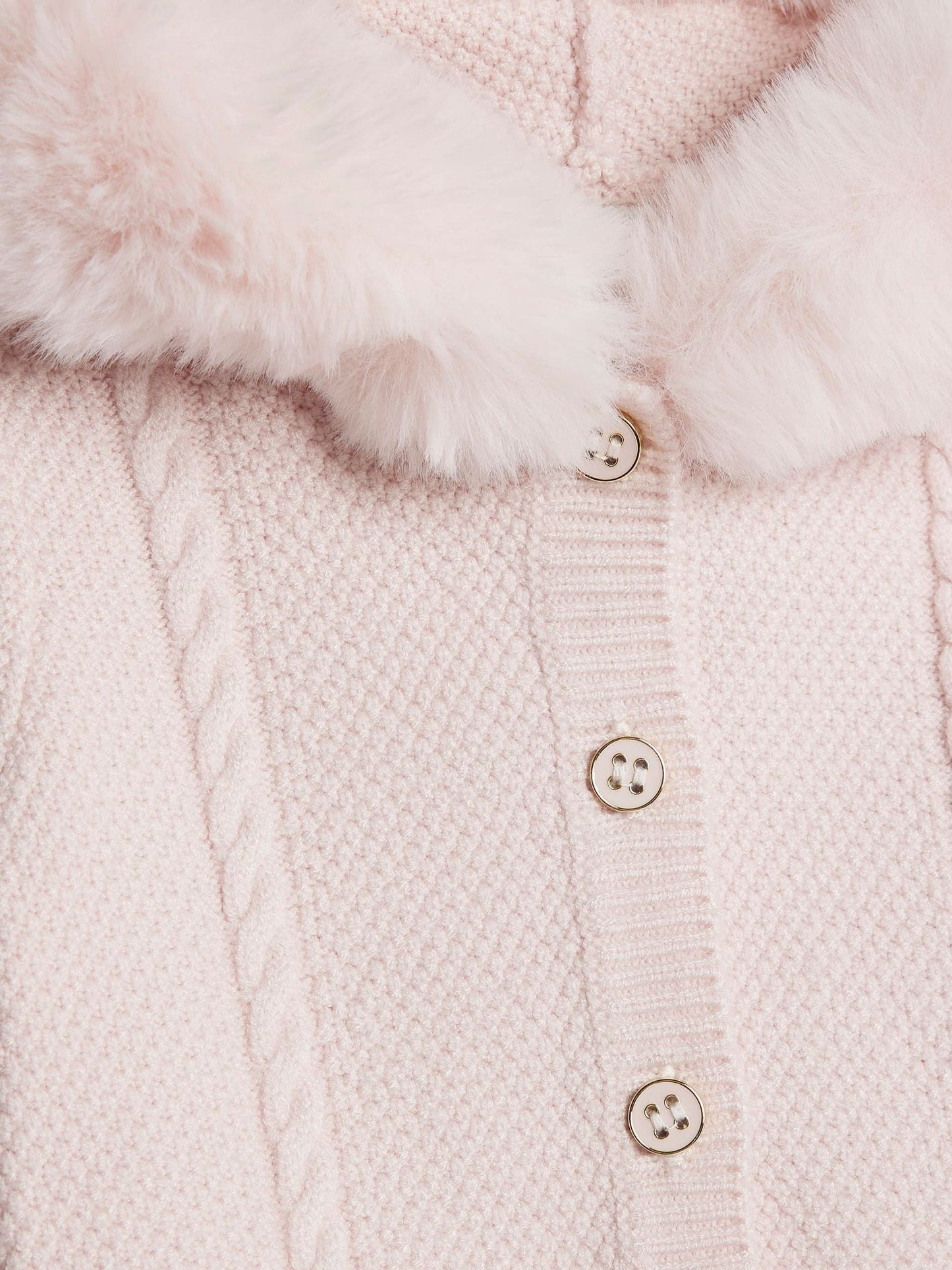 River Island Pink Baby Girls Fur Collar Knitted All-in-One