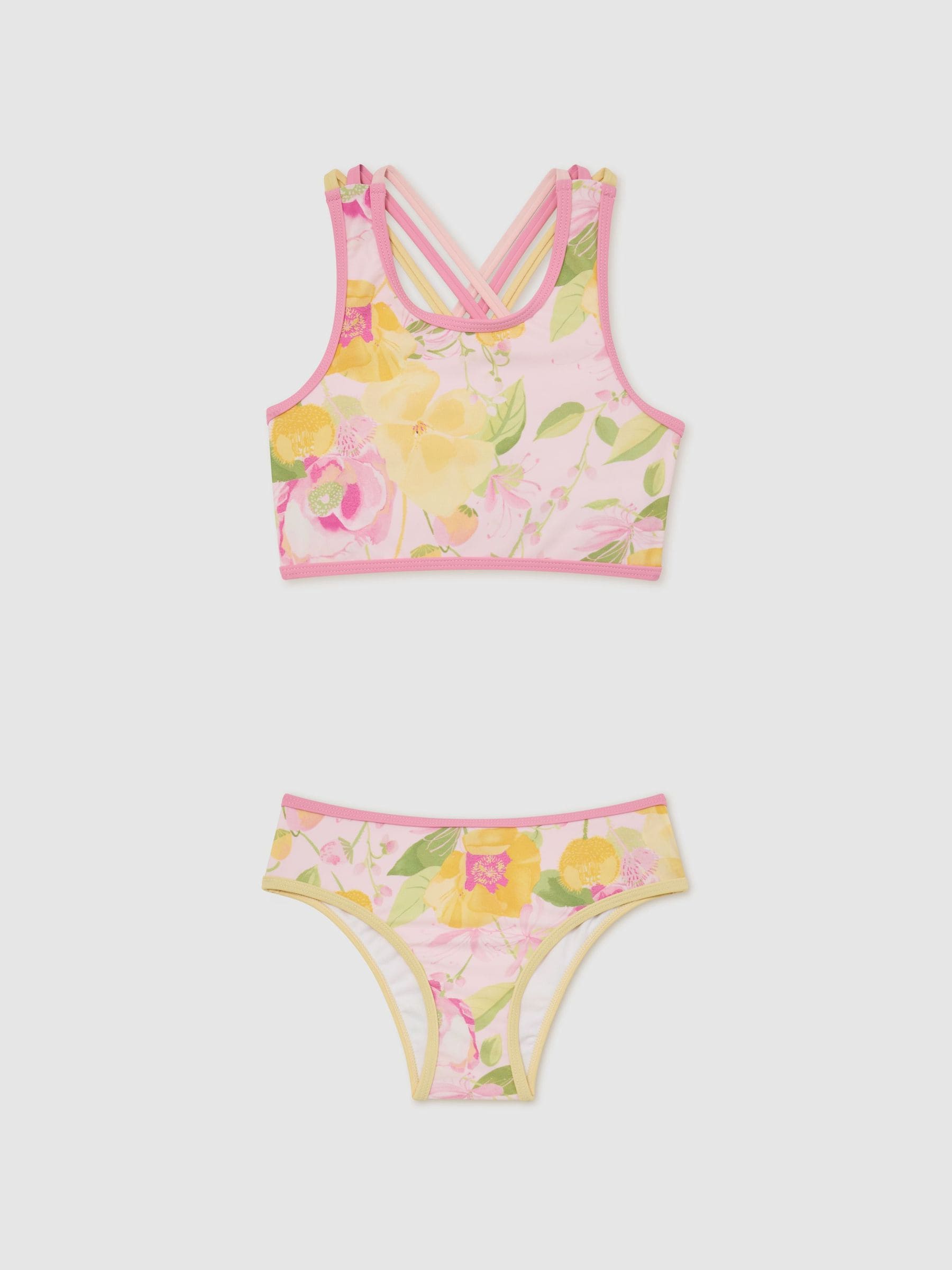 Reiss Pink Print Yaz 3-9 yrs Floral-Print Bikini Set image 1