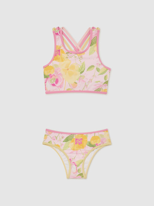 Reiss Pink Print Yaz 3-9 yrs Floral-Print Bikini Set image 1