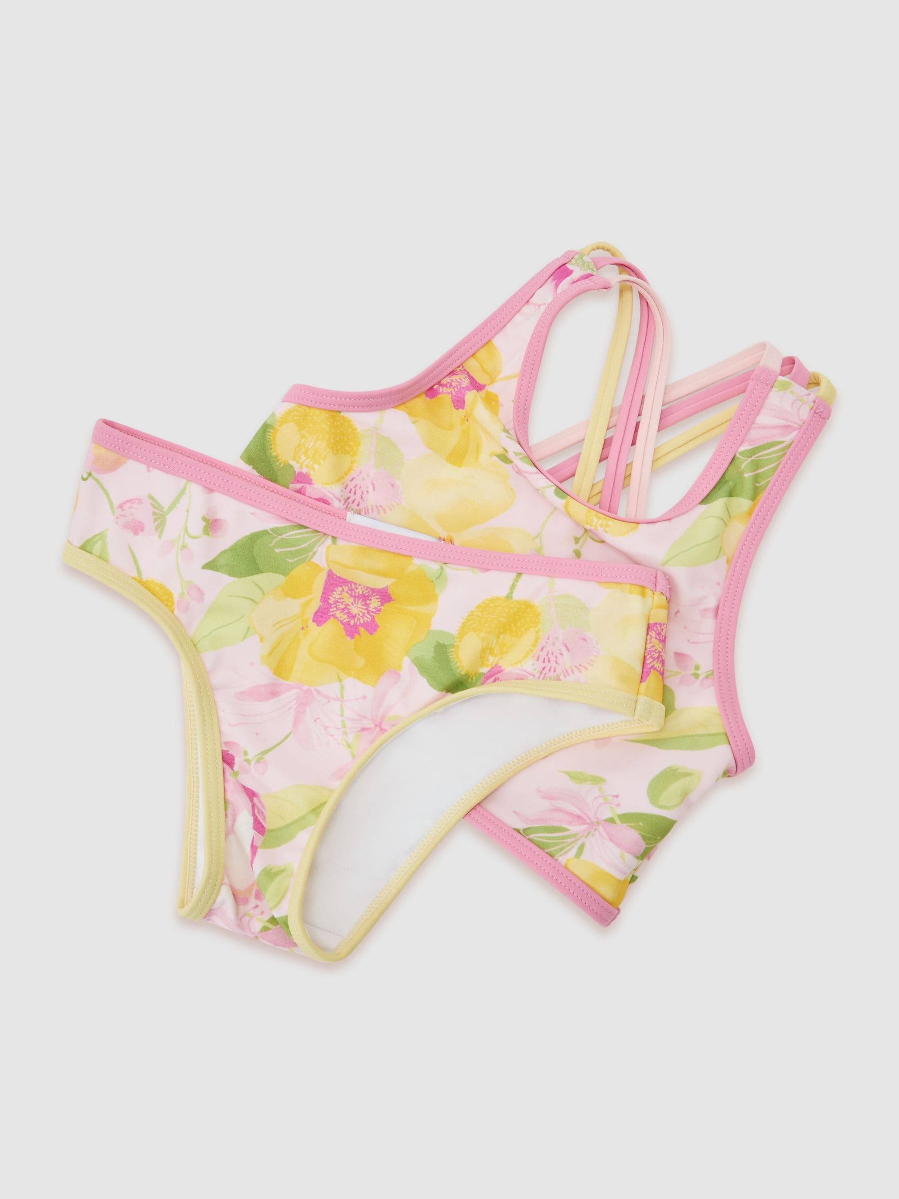 Reiss Pink Print Yaz 3-9 yrs Floral-Print Bikini Set image 3