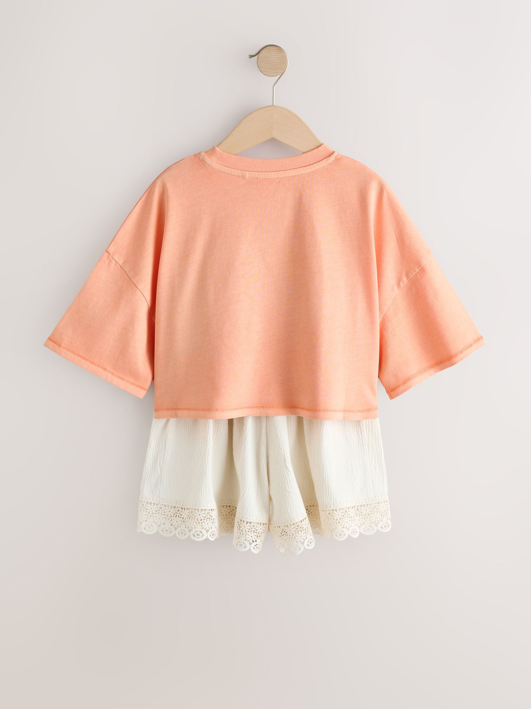 Dsiney Kidz - Orange/Cream Butterfly T-Shirt and Textured Shorts Set (3-16yrs) image 5