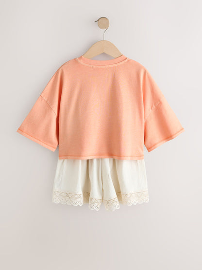 Dsiney Kidz - Orange/Cream Butterfly T-Shirt and Textured Shorts Set (3-16yrs) image 5