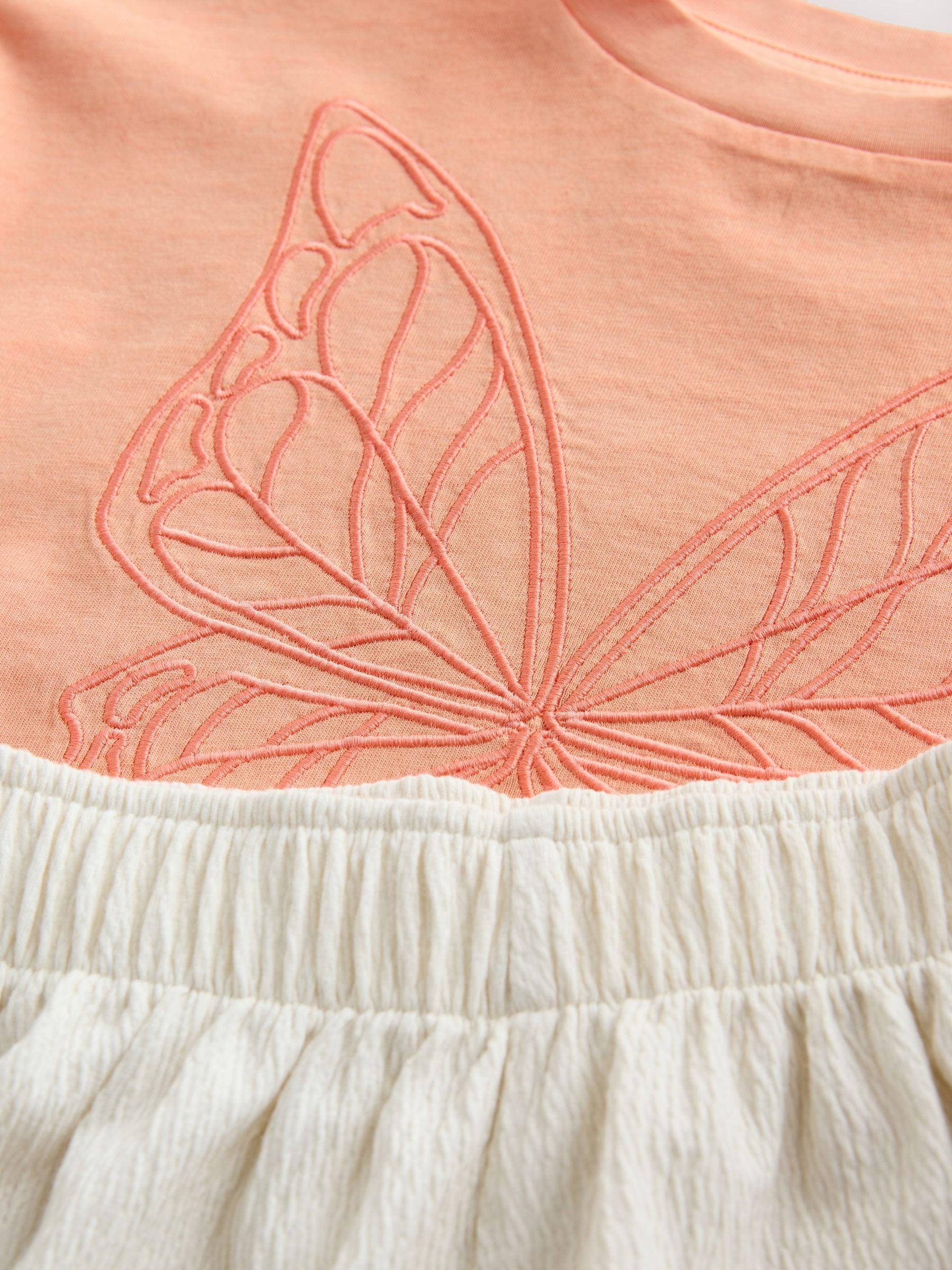 Dsiney Kidz - Orange/Cream Butterfly T-Shirt and Textured Shorts Set (3-16yrs) image 7
