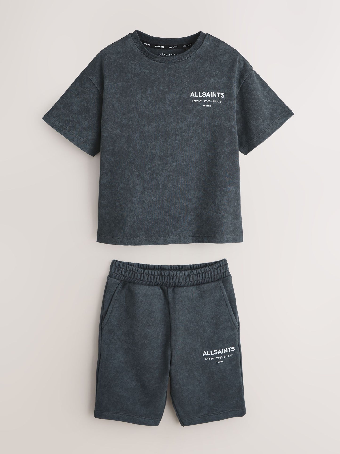 Dsiney Kidz - smALLSAINTS Washed Charcoal Grey Underground T-Shirt and Sweat Shorts Set image 11