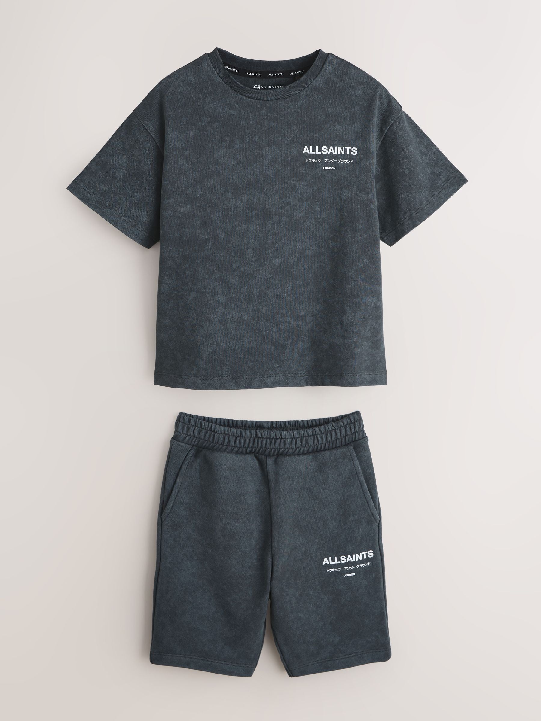 Dsiney Kidz - smALLSAINTS Washed Charcoal Grey Underground T-Shirt and Sweat Shorts Set image 11