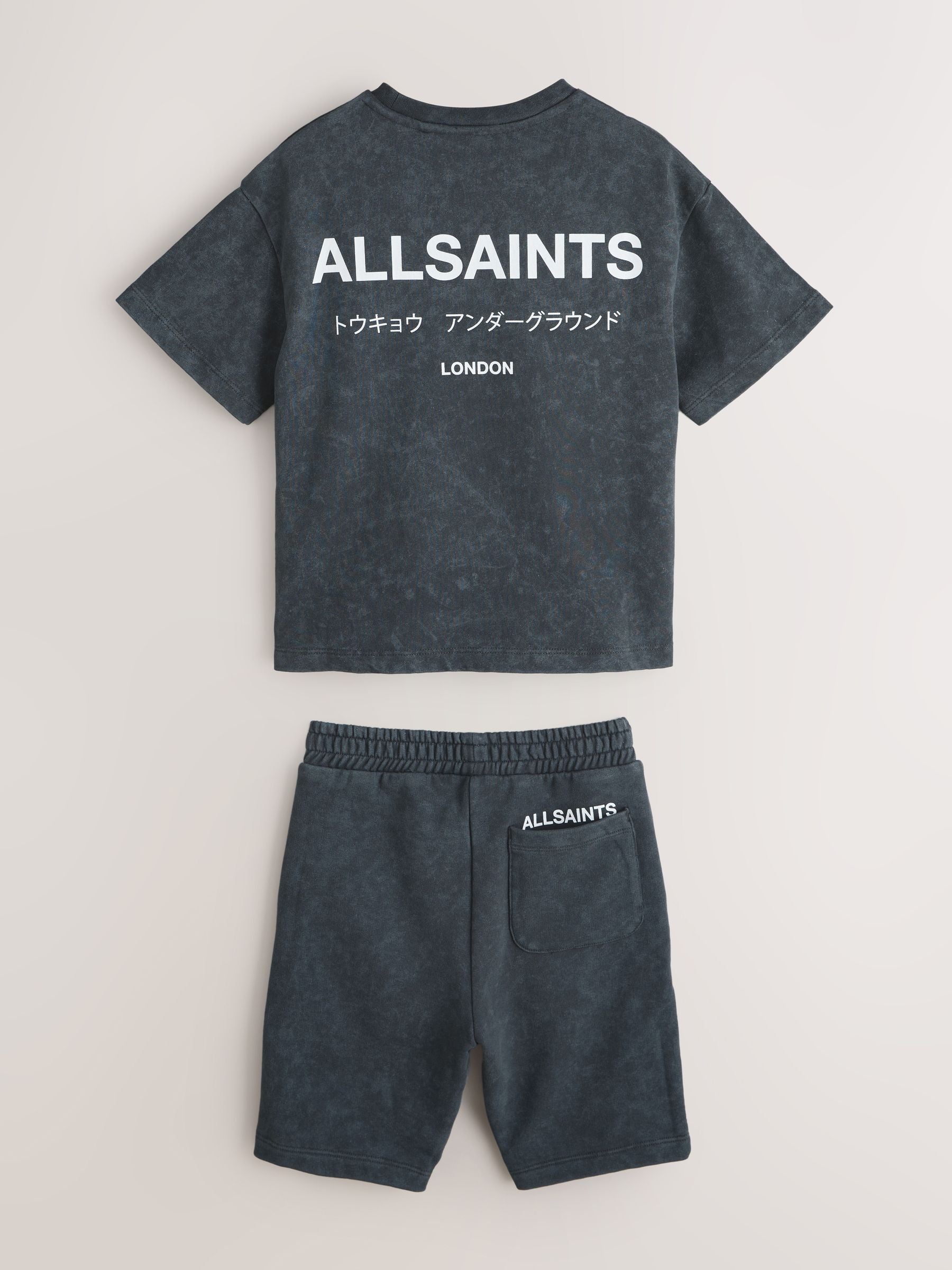 Dsiney Kidz - smALLSAINTS Washed Charcoal Grey Underground T-Shirt and Sweat Shorts Set image 12