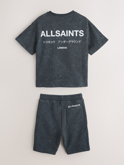 Dsiney Kidz - smALLSAINTS Washed Charcoal Grey Underground T-Shirt and Sweat Shorts Set image 12