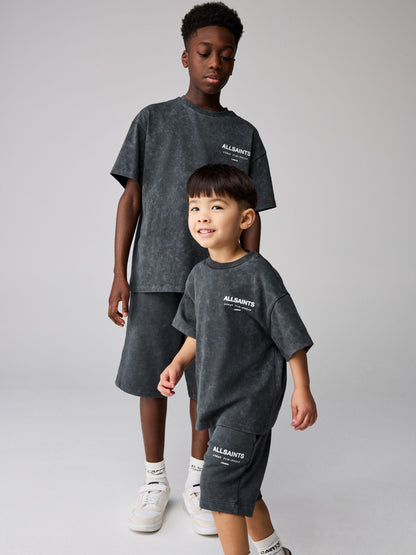 Dsiney Kidz - smALLSAINTS Washed Charcoal Grey Underground T-Shirt and Sweat Shorts Set image 4