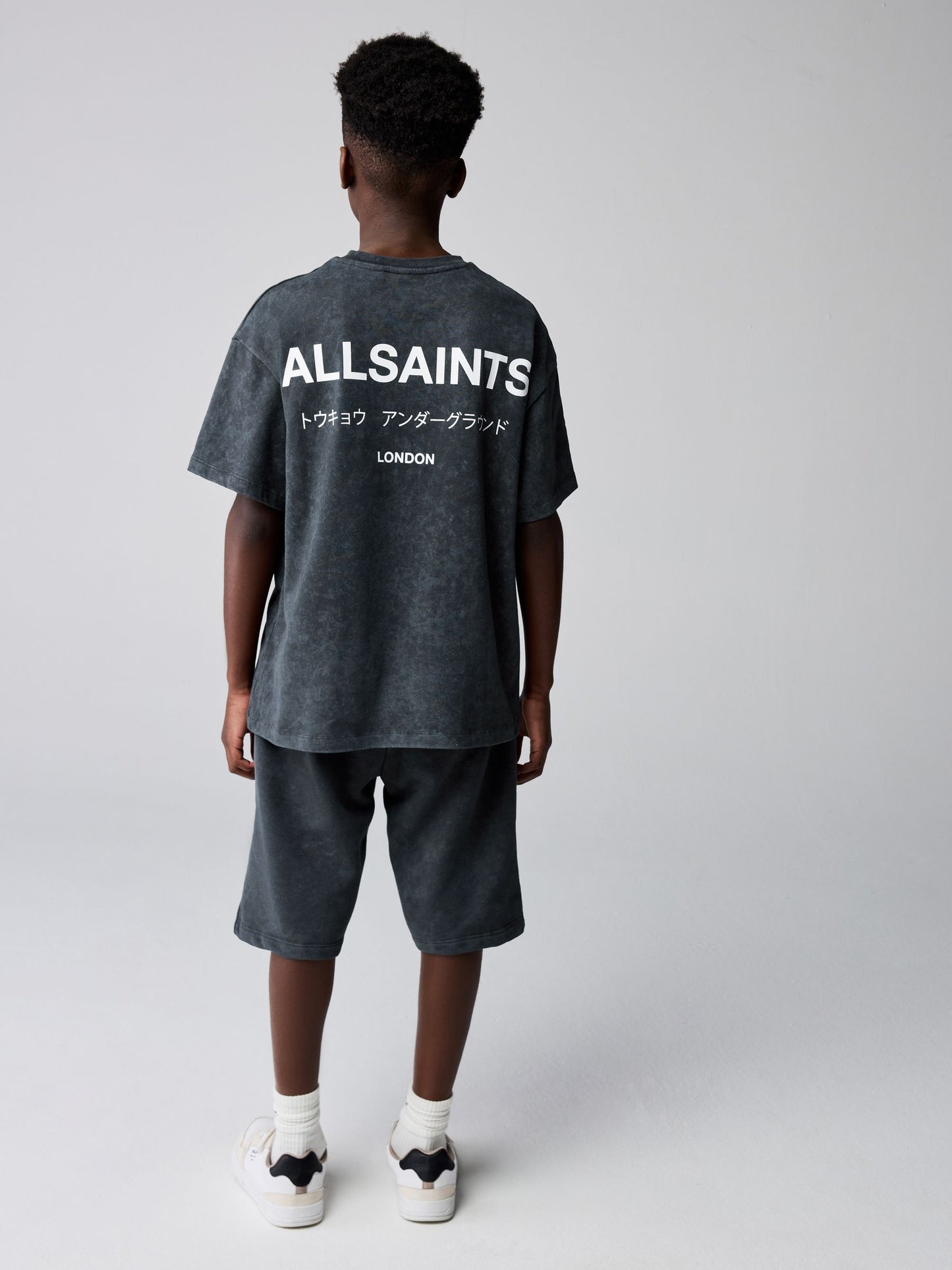 Dsiney Kidz - smALLSAINTS Washed Charcoal Grey Underground T-Shirt and Sweat Shorts Set image 6