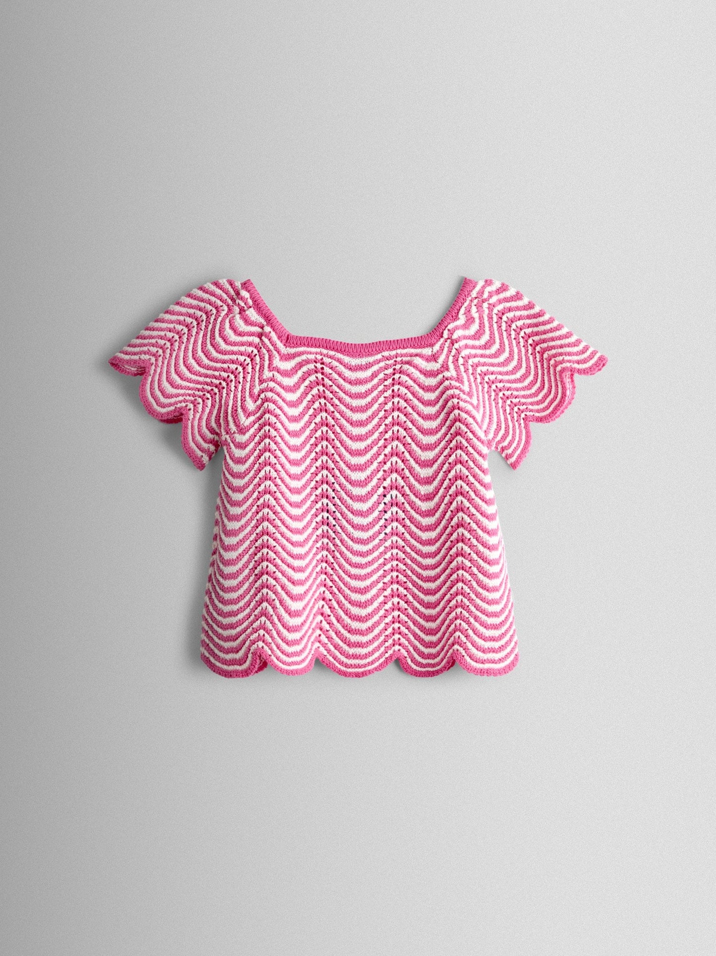 JoJo Maman Bébé Pink Chevron Crochet Top & Short Set image 4