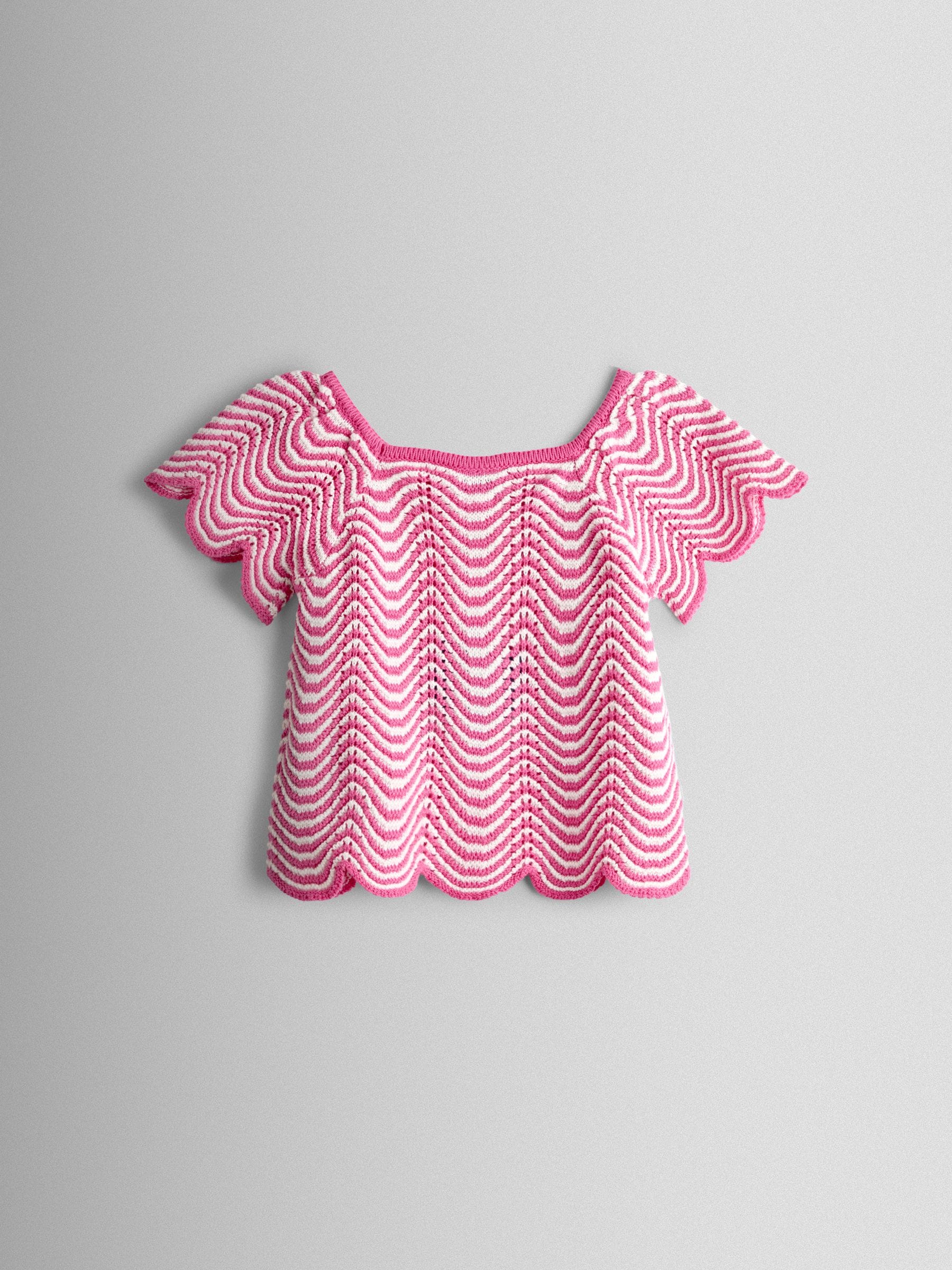 JoJo Maman Bébé Pink Chevron Crochet Top & Short Set image 4