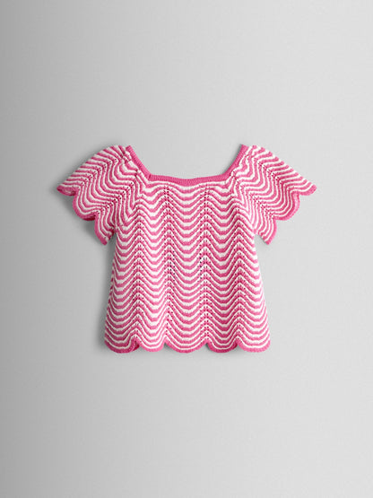 JoJo Maman Bébé Pink Chevron Crochet Top & Short Set image 4