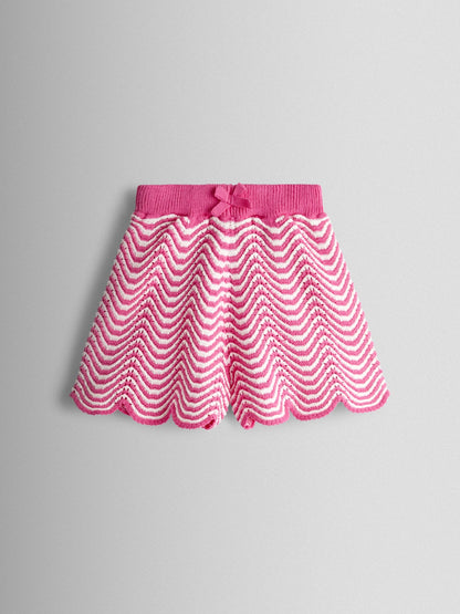 JoJo Maman Bébé Pink Chevron Crochet Top & Short Set image 5