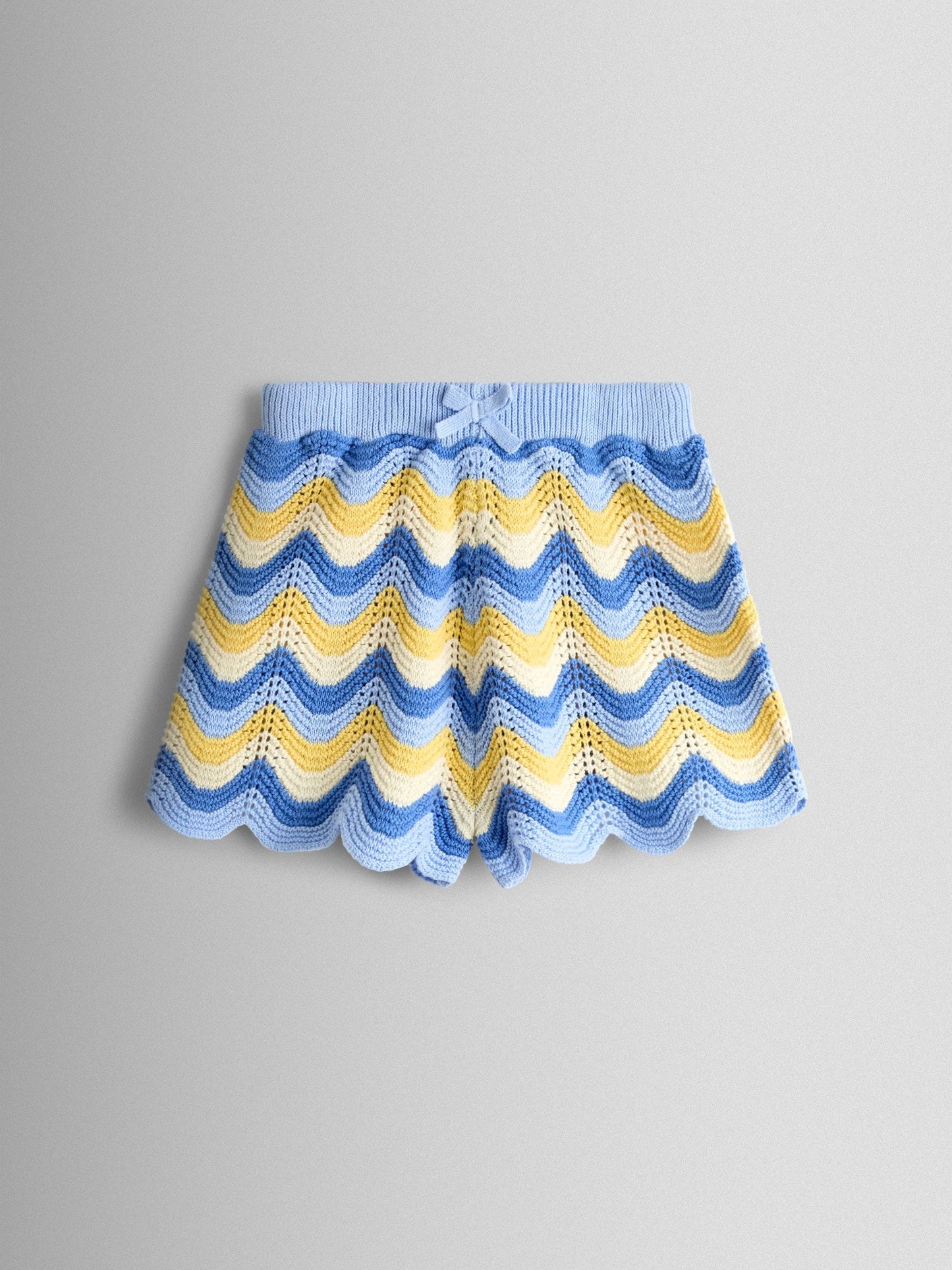 JoJo Maman Bébé Blue Chevron Crochet Top & Short Set image 5