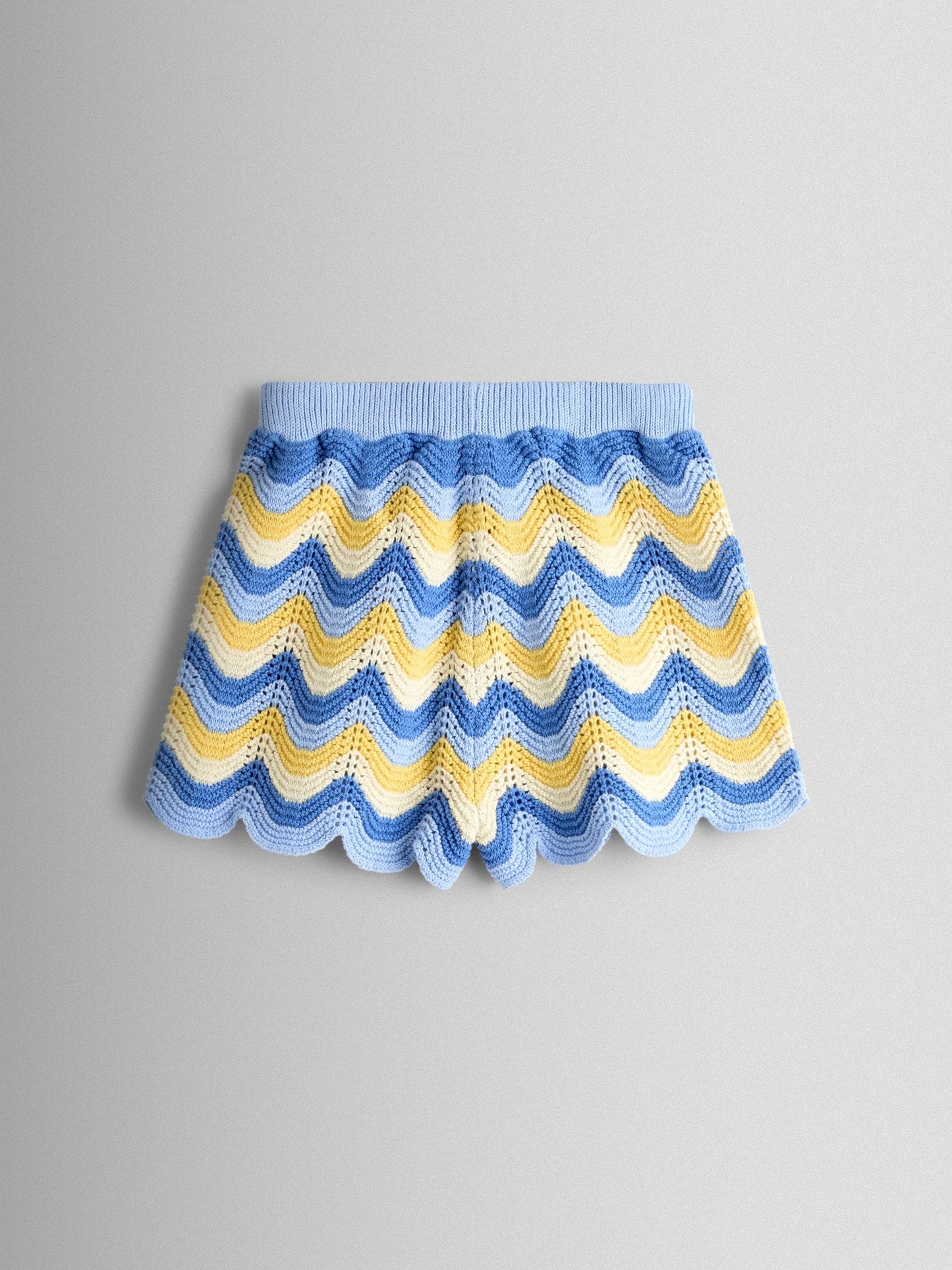 JoJo Maman Bébé Blue Chevron Crochet Top & Short Set image 6