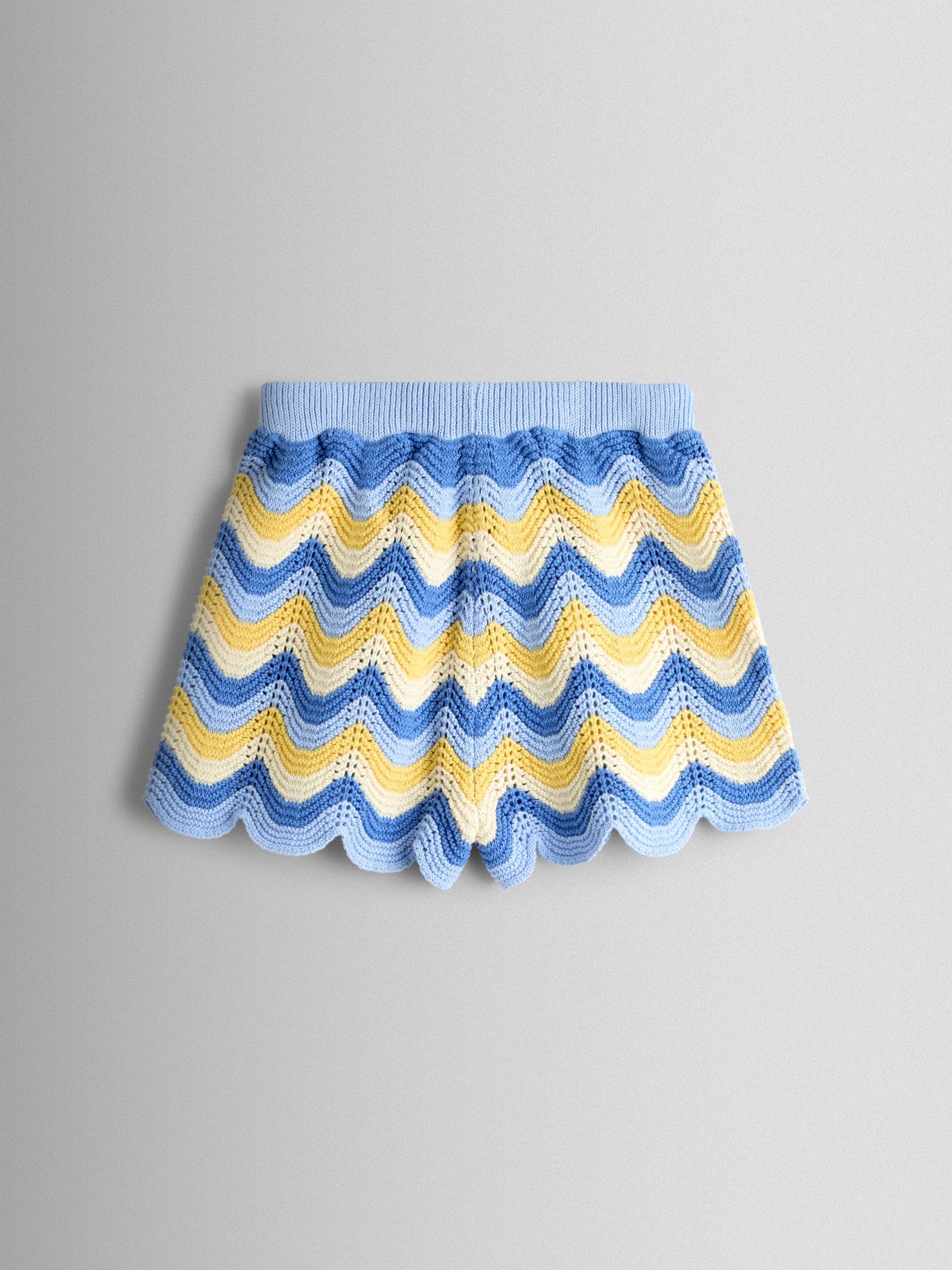 JoJo Maman Bébé Blue Chevron Crochet Top & Short Set image 6
