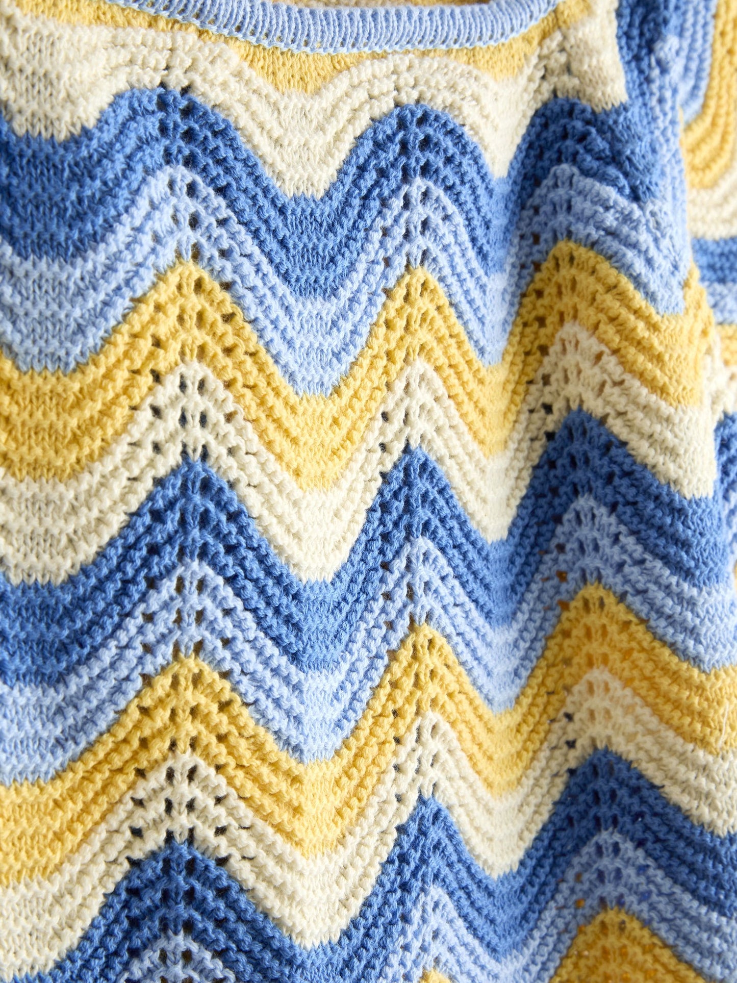 JoJo Maman Bébé Blue Chevron Crochet Top & Short Set image 7