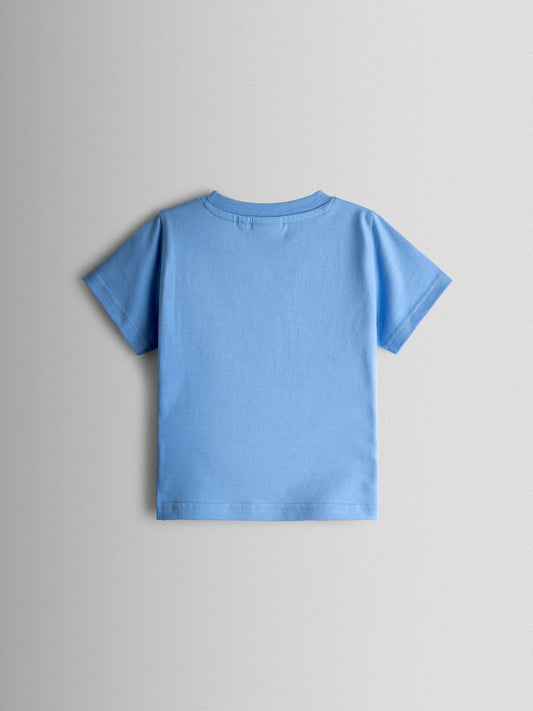 JoJo Maman Bébé Blue Tennis Dino Scene Appliqué T-Shirt image 2