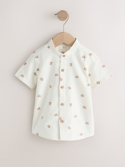 Dsiney Kidz - Ecru Bear All Over Print Short Sleeve Grandad Collar Printed Shirt (3mths-7yrs) image 4